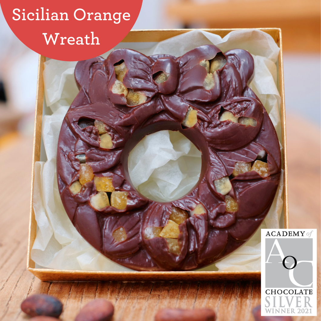 Sicilian Orange 75% Solomon Islands Christmas Chocolate Wreath