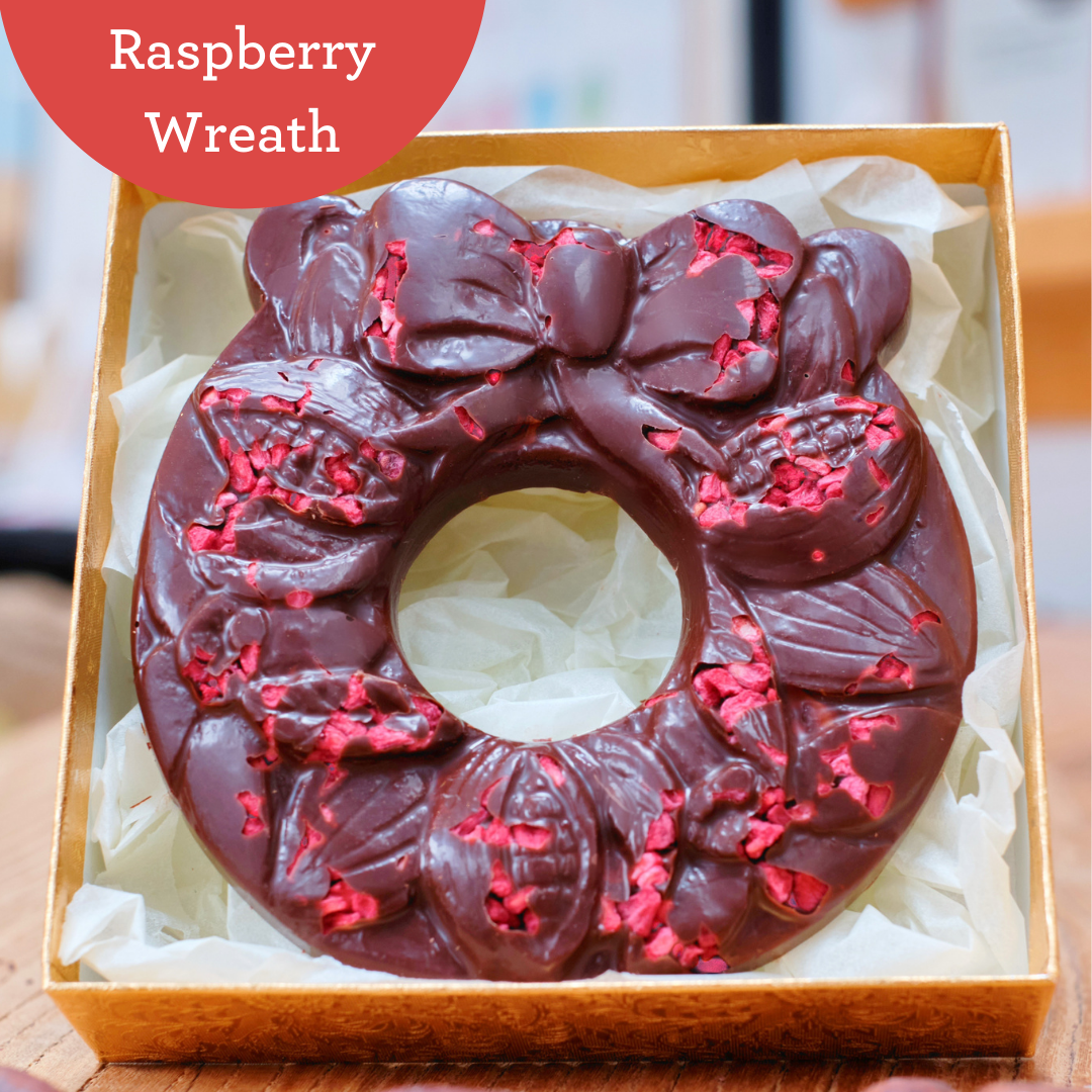 Raspberry 75% Solomon Islands Christmas Chocolate Wreath