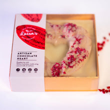 Load image into Gallery viewer, The White Raspberry Artisan Chocolate Heart
